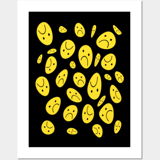 Distorted Sad Face Pattern Posters and Art